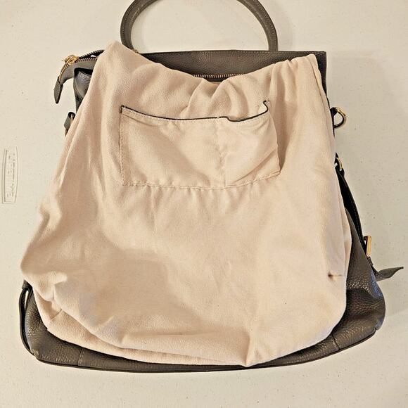Kristen Bell for Erica Anenberg Sutton Grey Leather GoldTote Boho Bag W/dust bag - Picture 13 of 13